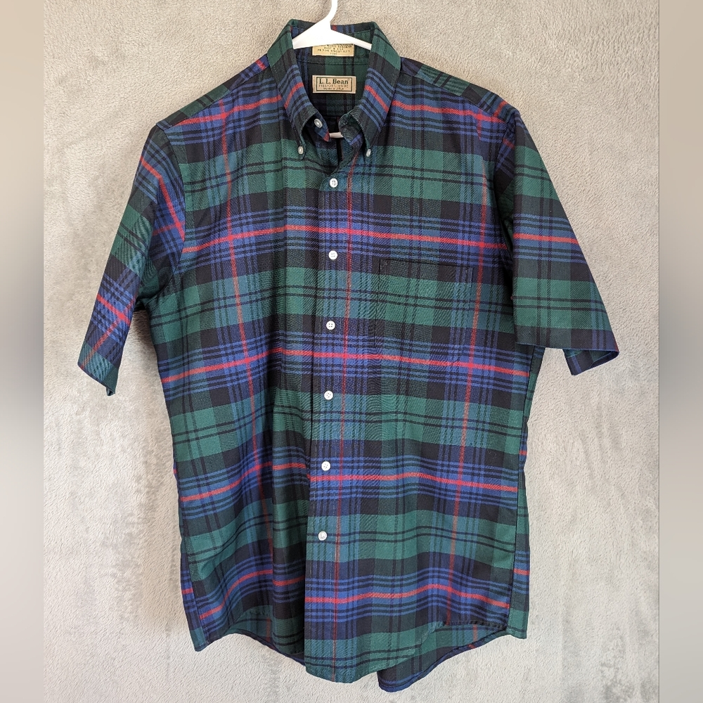 L.L. Bean, plaid, button down
